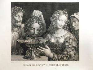 "HERODÍADES RECEBE A CABEÇA DE SÃO JOÃO" - Forster Joseph Simon (1789) - gravura a buril